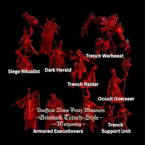 Ensemble complet Grimdark Proxy – Figurines de 32 mm pour jeux de guerre de style tranchée
