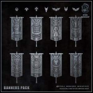 Grimdark Sci Fi Banner – Bit Pack Set Proxy Miniatures for Tabletop Wargaming