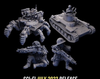 4 Miniatyrer Weird War Super Set - Japan Crawler, Stridsvagn, Krypskytt 28 mm 32 mm WWII Bordmodell Armékonflikt 47 Kompatibel