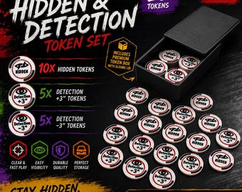 Set met verborgen en detecteerbare tokens – compatibel met de 11e editie - Tabletop wargame tokens set met opbergdoos