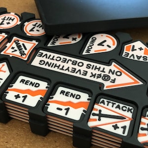 Tabletop Wargame Tokens Set met Opbergdoos (AoS) – Treffer- en Verwondingsstatusmarkers voor Spellen – Doelmarkers voor Sci-Fi Fantasy Wargaming