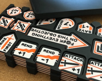 Tabletop Wargame Tokens Set with Storage Box (AoS) – Hit Wound Status Markers for Games – Objective Markers for Sci-Fi Fantasy Wargaming