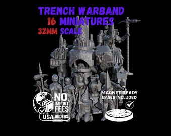 Grimdark Trench Warfare Pilgrim Infantry Esercito completo + Esclusiva – Banda di miniature proxy in resina da 32 mm (Pagamento PDDP USA)