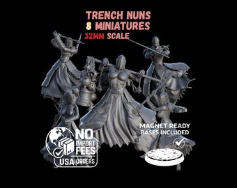 Grimdark Trench Warfare Pilgrim Witch Nuns Ultimate Set – Banda di miniature proxy in resina da 32 mm (Pagamento PDDP USA)