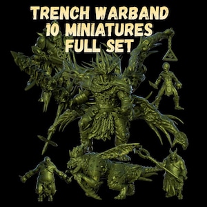 Figurines Grimdark Trench Proxy Miniatures – Nouvel ensemble d'infanterie du Culte du Serpent et de commandement monstrueux – Figurines pour jeux de plateau