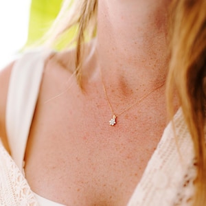 Cluster Diamond Necklace, Flower Diamond Cluster Necklace, Brilliant Round Cut Diamonds Necklace, 7 Diamond Necklace, 14K Anniversary Gift