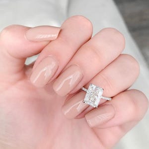 Radiant Cut Moissanite Engagement Ring. Radiant Cut Hidden Halo Diamond Ring, Radiant Pave Setting Wedding Ring, Anniversary Gift For Women
