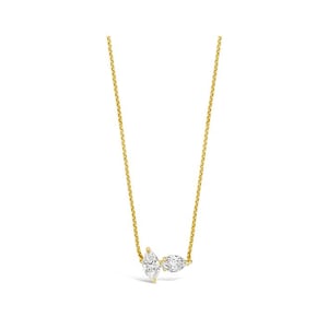 Marquise Diamond Pendant, Diamond Necklace, Layering Necklace, Two Diamond Necklace, Anniversary Gift for Women, Diamond Pendant Necklace