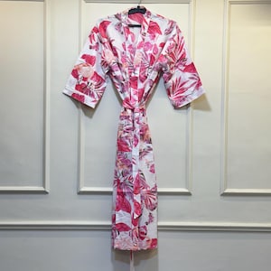 Block Print Cotton Kimono Robe: Handmade Lightweight Dressing Gown