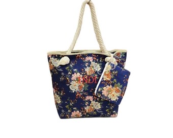 Indian Print Jute Tote Bag, Large Ethnic Boho Shoulder Bag, Zipper Closure
