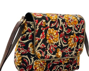 Small Floral Cotton Fabric Mini Tote Bag, 8x7 Inch Pouch