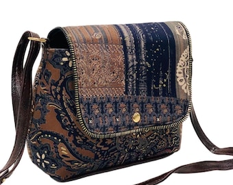 Cotton Printed Fabric Mini Tote Bag, Reusable Shoulder Handbag