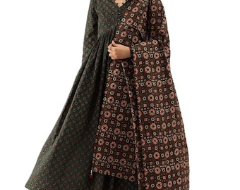 Green Floral Cotton Kurta Set with Dupatta, Women's Ethnic Summer Outfit