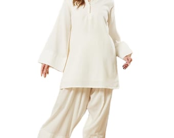 Off White Cotton Farshi Salwar Suit Set | Comfortable Ethnic Kurta for Women