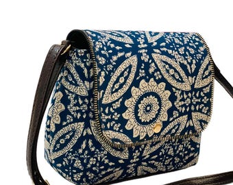 Cotton Floral Print Mini Tote Bag, Eco-Friendly Shoulder Handbag