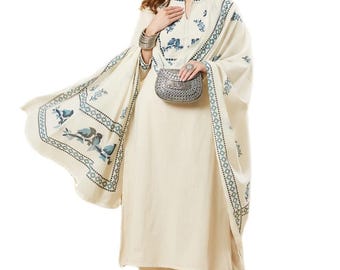 Off White Blue Embroidered Cotton Kurta Pant Set with Dupatta | Festive Summer Outfit