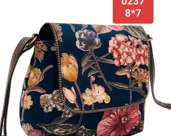 Floral Cotton Mini Tote Bag, Lightweight Shoulder Handbag (8 x 7 inches)