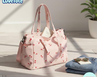 Corduroy Floral Tote Bag for Women | Cute Small Teacher Shoulder & Crossbody Bag, Handmade Beach Tote with Zipper