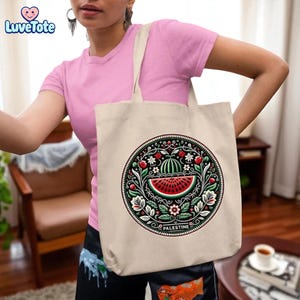 Cartoon Print Canvas Tote Bag: Large Unisex Beach Grocery Bag