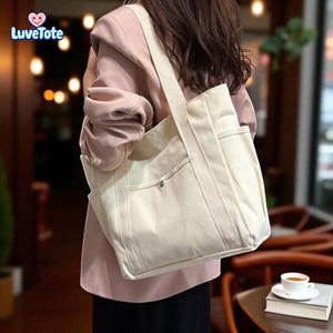 Large Canvas Tote Bag: Stylish Reusable Beach & Grocery Shoulder Bag