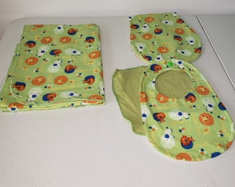 Coffret cadeau pour bébé - Assortiment - couverture, bavoir, gant de toilette, gant de toilette - flanelle