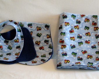 Coffret cadeau pour bébé - assortiment - couverture de réception, bavoir, lingette pour les rots, gant de toilette - flanelle