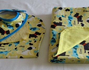 Baby Gift Set - assorted - receiving blanket, bib, burp cloth,washcloth - flannel