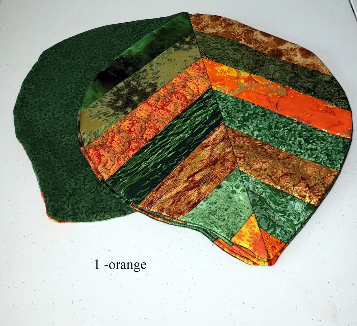 Placemats leaf shaped cotton reversible quilted Etsy