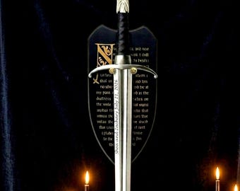 Gepersonaliseerd trouwzwaard, op maat gegraveerd zwaard voor de bruidegom, middeleeuws zwaard als cadeau voor hem, jubileumcadeau, unieke wanddecoratie