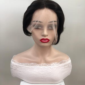 8 Inch Human Hair Black Lace Front Wig,Women&#39;s Cosplay Costume Wig Short Wig,Women&#39;s Bob Wig, Realistic Human Hair Natural Look,Gift For Her