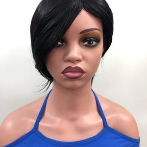 8 Inch-Black Side Bangs Wig, Black Natural Style, Wearable Wigs For Women, Human Hair Wigs, Women Wigs, Black Human Hair Wigs,Gift For Mom