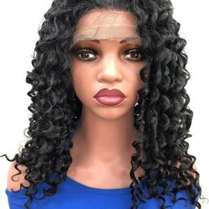 24 Inch-Black Curly Wig, Chemo Wig, Alopecia Wig, Wigs For Women,Lace Front Wig, Curly Lace Front Wig, Black Curly Wig, Beach Curly Wig