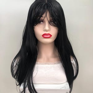 26 Inch Jet Black Straight Headband Wig,Realistic Black Long Hair Style,Gift For Her,Black Long Hair Wig With Bangs,Black Long Straight Wig