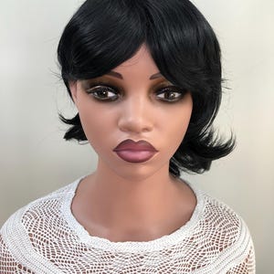 14 Inch Black Irregular Wig, Wig, Smooth Wig, Black Wig, Wig For Women, Gift For Women, Chemotherapy Wig, Wig With Bangs, Bob Wig