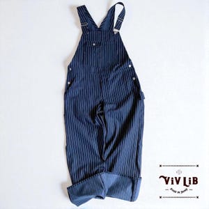 Peto vaquero holgado de rayas finas de Okayama / Estilo vintage unisex / Hecho en Japón