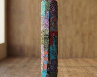 Himalayan Patchwork Handmade Yoga Mat Bag with Adjustable Strap & Pockets, Mindful Boho Style