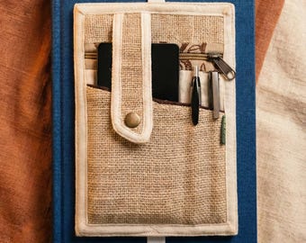Organic Hemp Journal Pouch: Pen Pencil Phone Holder, Zipper Pocket Notebook Organizer (Book Gift)