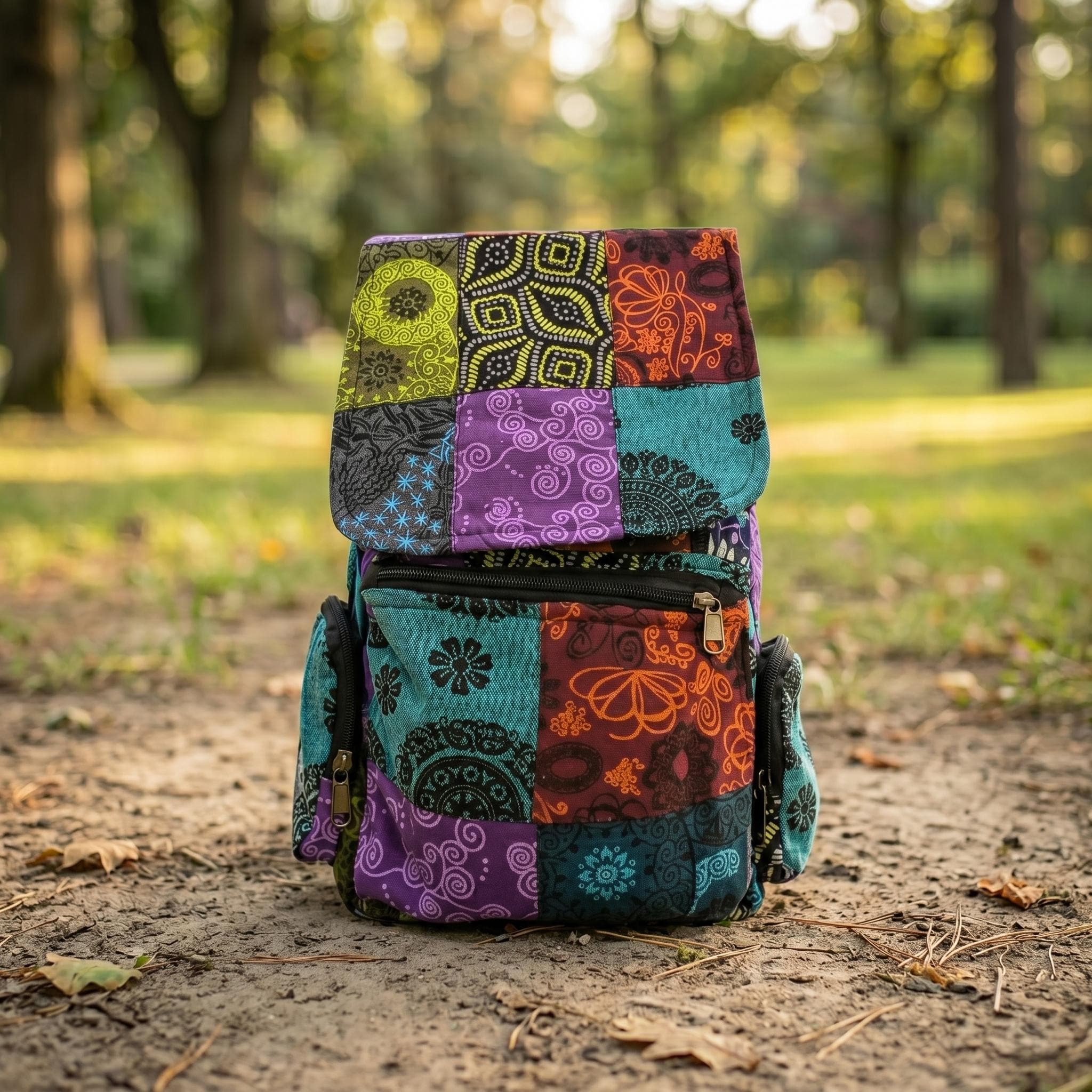 Colorful Upcycled Boho Patchwork Backpack RANDOM ASSORTED Colorful Boho Backpack for Adventures | Bohemian, Hippie  main image 3