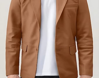 Abrigo de piel de cordero color canela para hombre: ropa de abrigo formal e informal