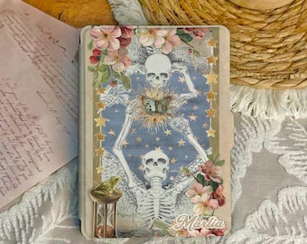 Gothic Skeleton Kindle Case, Celestial Dark Academia E-Reader Cover