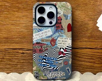Custom Collage Phone Case, Vintage Scrapbook Aesthetic Cover for iPhone 16 15 14 13 Pro Max, Retro Art Journal Design, Gift for Her,Y2K Case