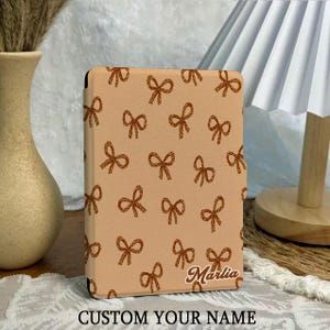 Brown Bow Kindle Case with Hand Grip for Kindle 6&quot; 6.8&quot; 7 inch, Paperwhite 12 11, Colorsoft/Scribe/Oasis, Kindle 10 11 2024/2022, Case Gift