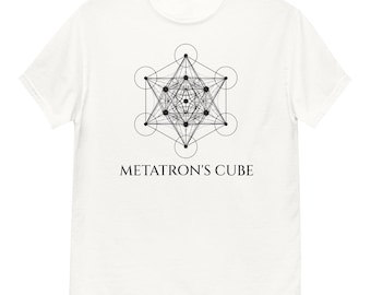 Metatron’s Cube Sacred Geometry T-Shirt | Spiritual Symbol Tee | Unisex White