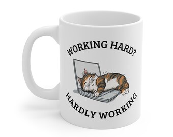 Funny Cat Mug: Work From Home Gift for Cat Lovers