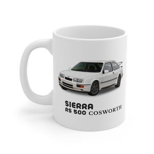 Tazza Sierra RS 500 Cosworth - Icona bianca delle auto da turismo classiche, regalo per gli appassionati di auto / Tazza in ceramica bianca da 11 once