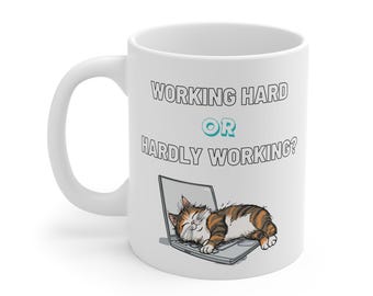 Funny Cat Coffee Mug: Work From Home Gift for Cat Lovers
