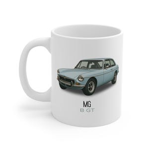 MG B GT Mug - Classic British Car Gift for Enthusiasts | 11oz White Ceramic Mug