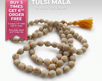 Mala de Oração Tulsi, 108 Contas de Manjericão Sagrado, Meditação Krishna em Lote