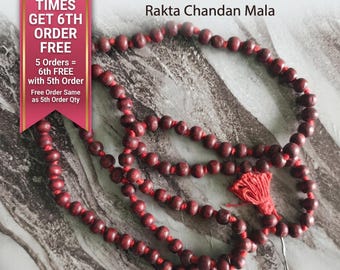 Mala de sândalo vermelho, 108 contas de oração feitas à mão, para meditação, ioga, rosário, mala espiritual, colar.