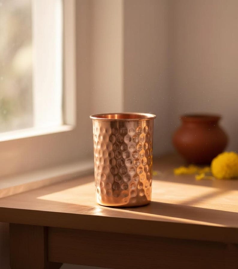 Hammered Copper Water Glass